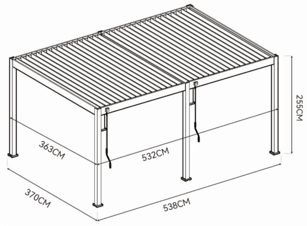 Pavėsinė Pergola DELUXE 370x538 cm,  Antracito - 7