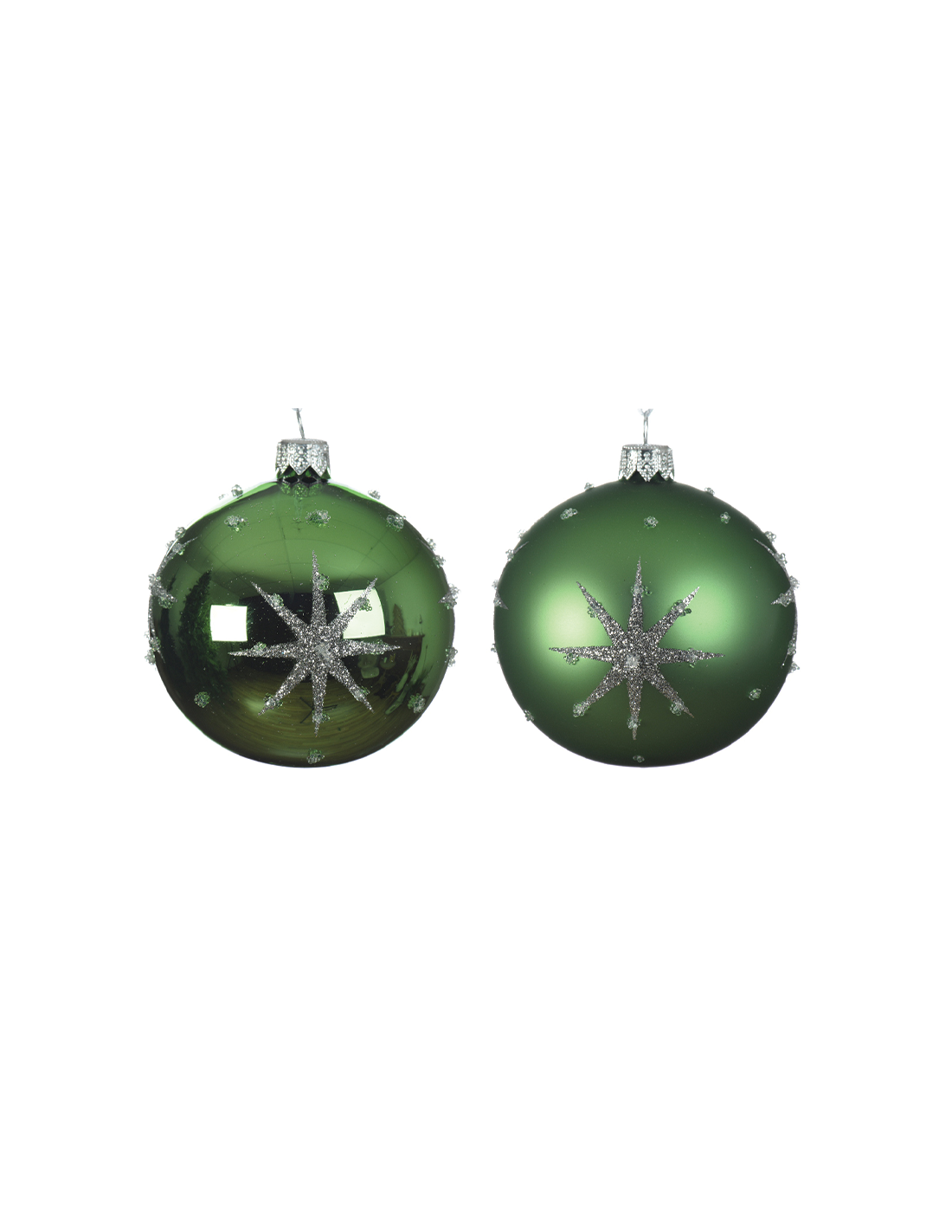 Kalėdinis eglės žaisliukas GLASS MISTLETOE STAR, žalios sp., 2 rūšių, 8 cm, 1 vnt.