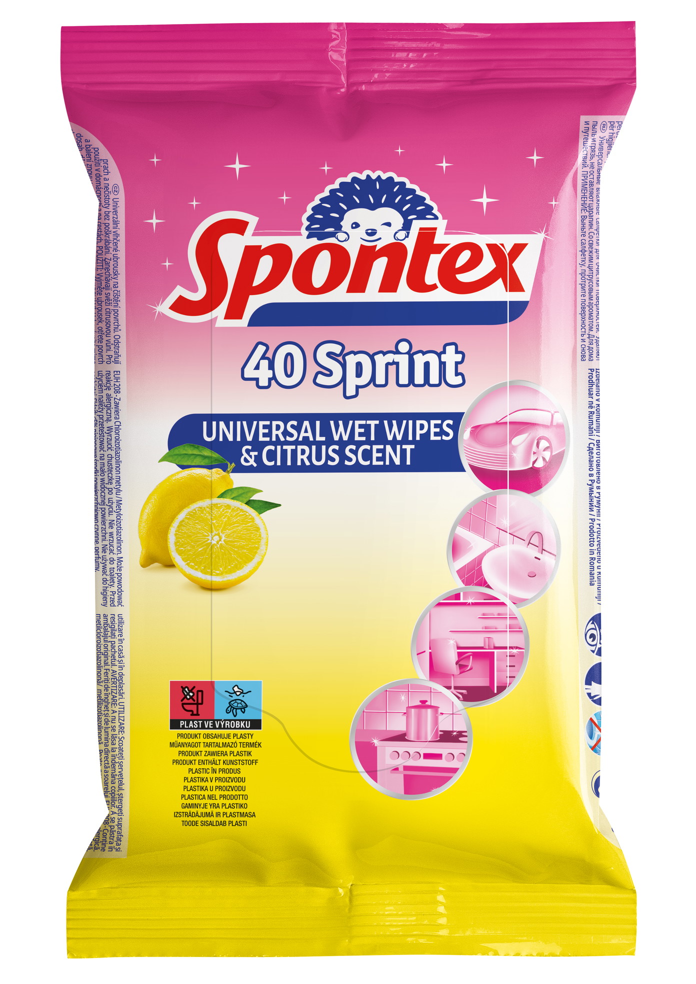Drėgnos servetėlės SPONTEX SPRINT CITRUS, 40 vnt.-0