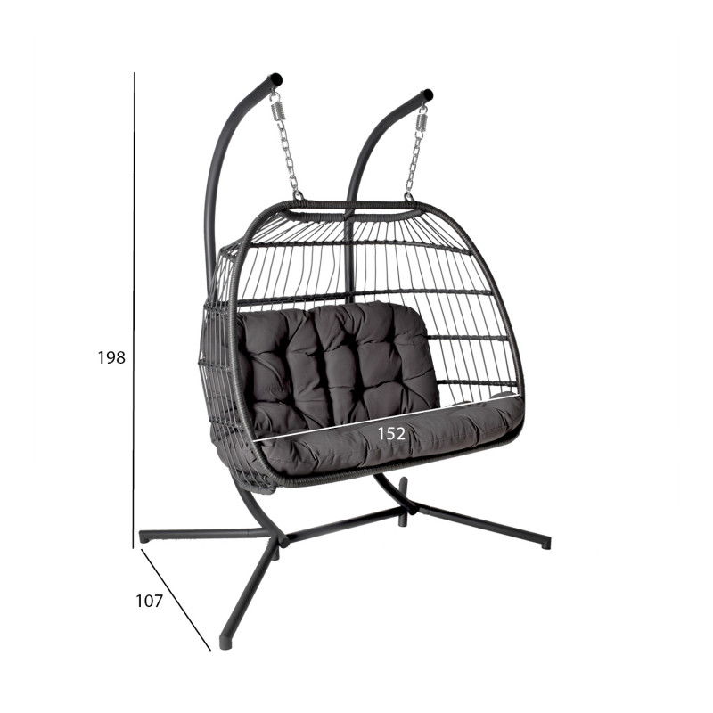 Pakabinamas krėslas YOYO 2, 152 X 107 X 198 cm, pilkos sp.-1