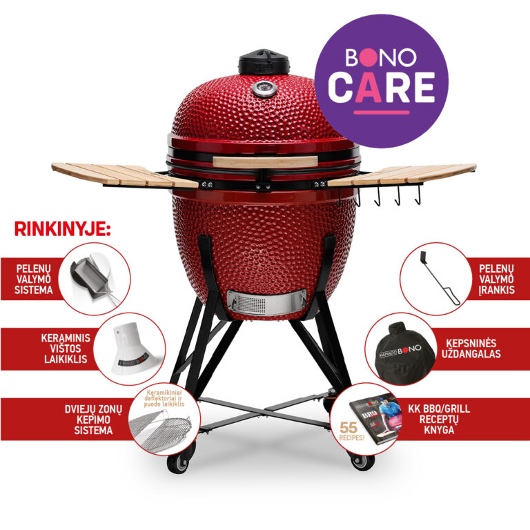 Keraminė kepsninė KAMADO BONO GRANDE 23, 59 cm, raudonos sp. - 1