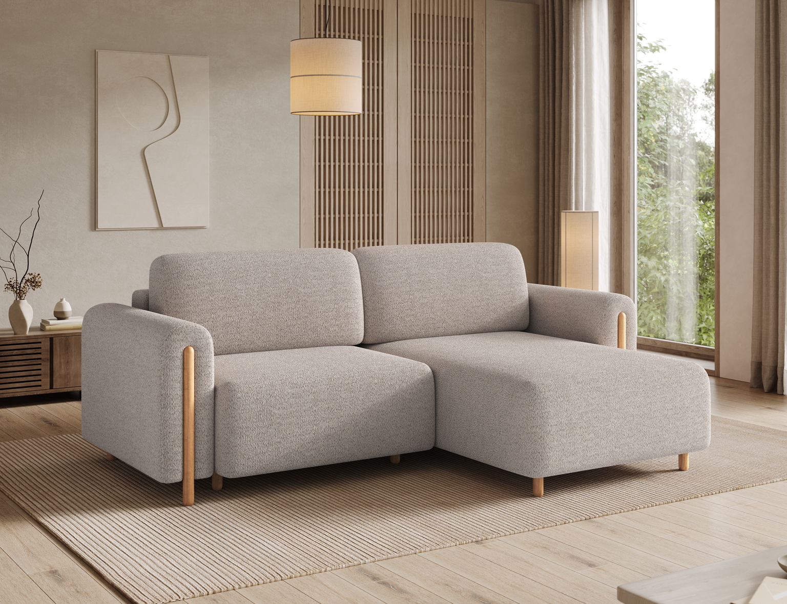 Kampinė sofa Acossta, smėlio sp., dešininė, 154 x 244 cm x 95 cm - 4
