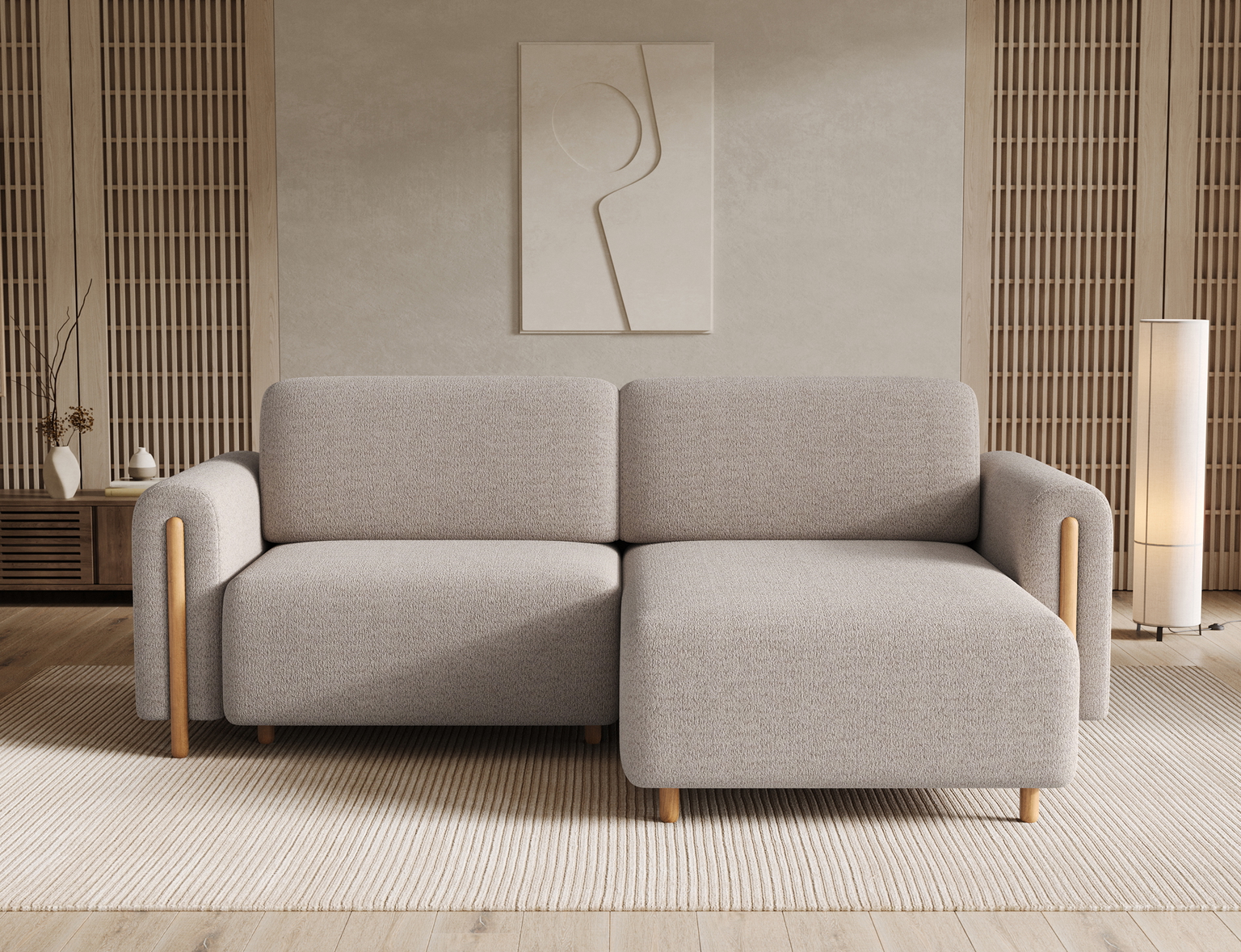 Kampinė sofa Acossta, smėlio sp., dešininė, 154 x 244 cm x 95 cm-1
