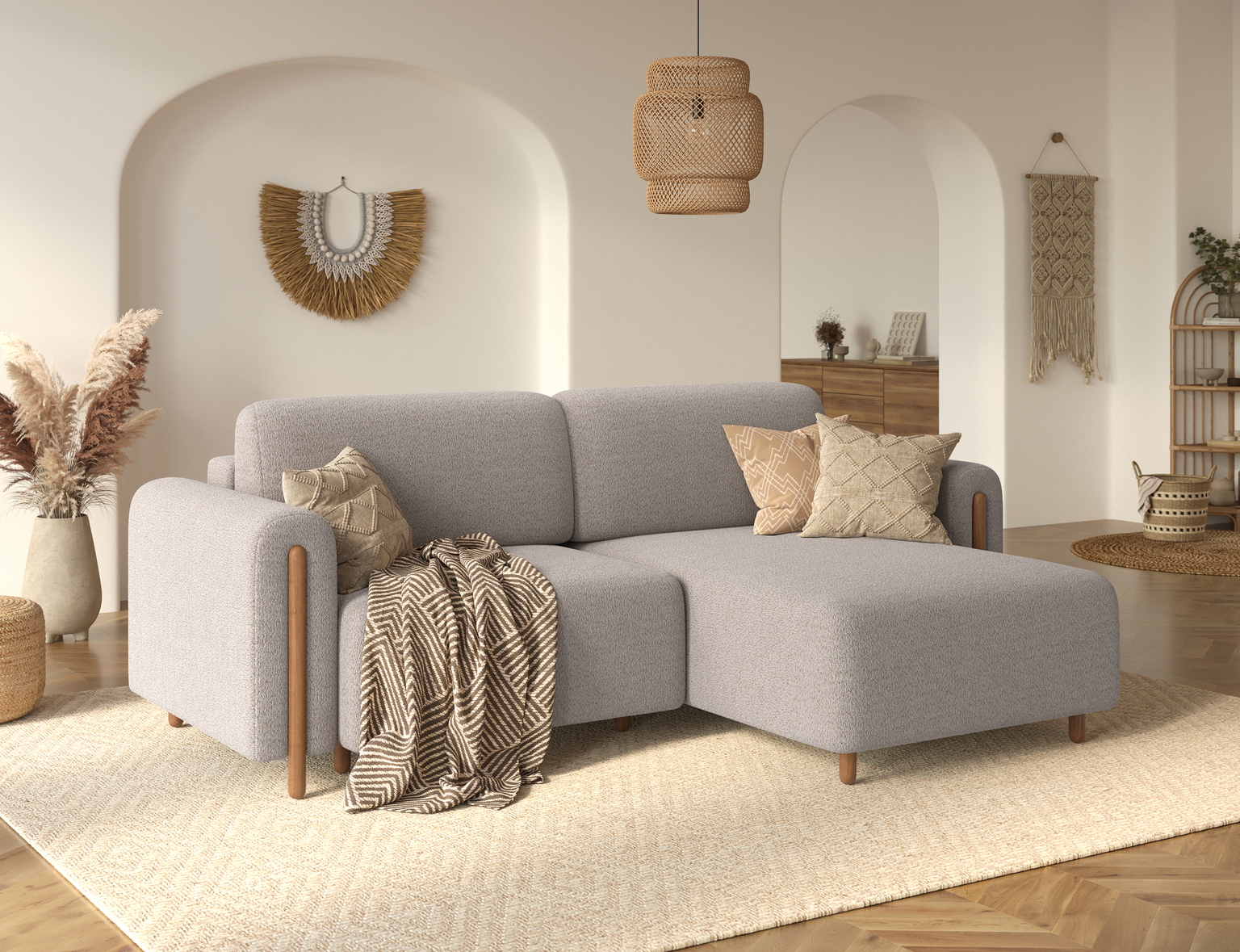 Kampinė sofa Acossta, smėlio sp., dešininė, 154 x 244 cm x 95 cm - 5