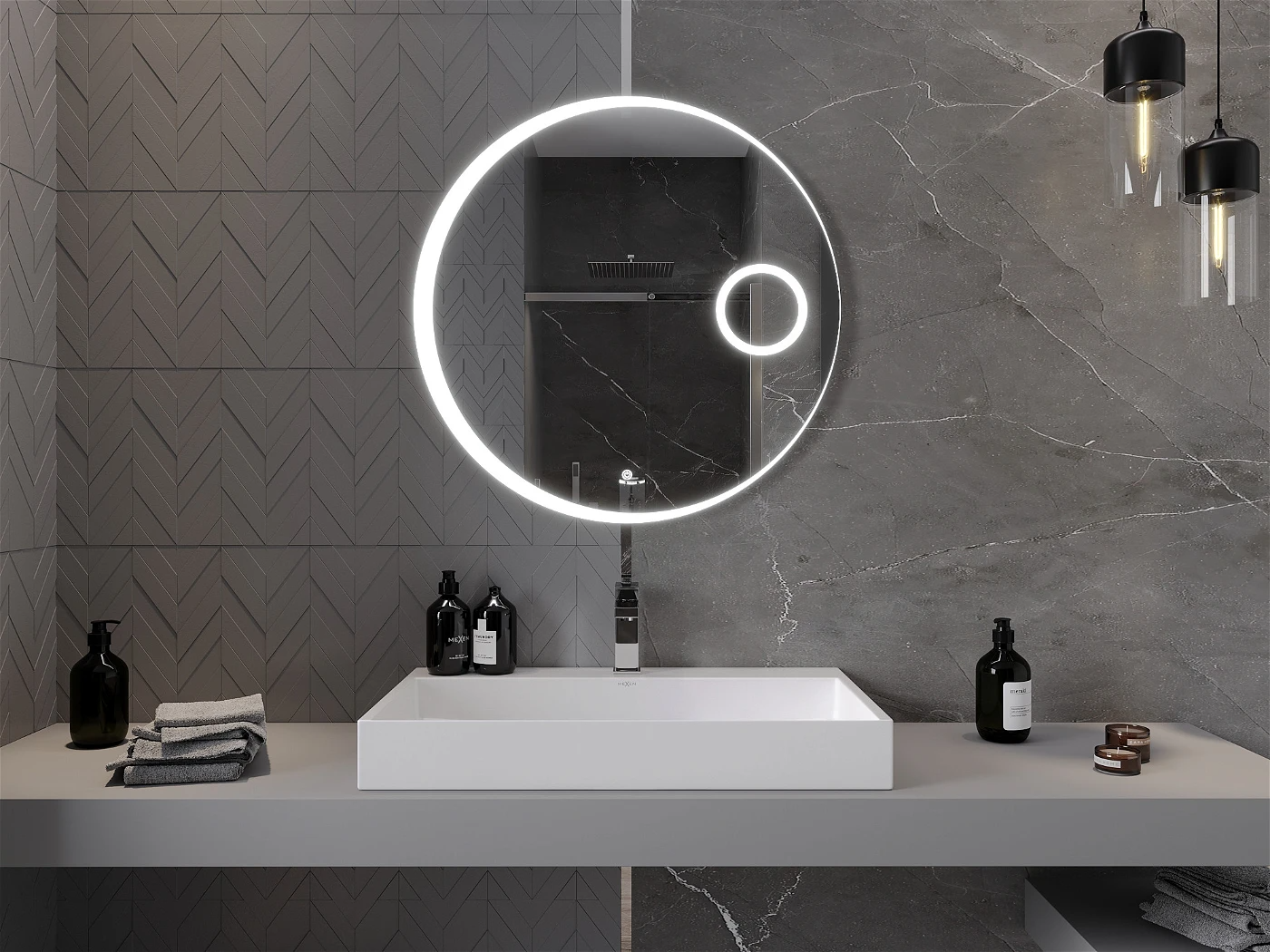 Vonios veidrodis Mexen Ella su LED apšvietimu ir šildymo kilimėliu, 80 cm - 4