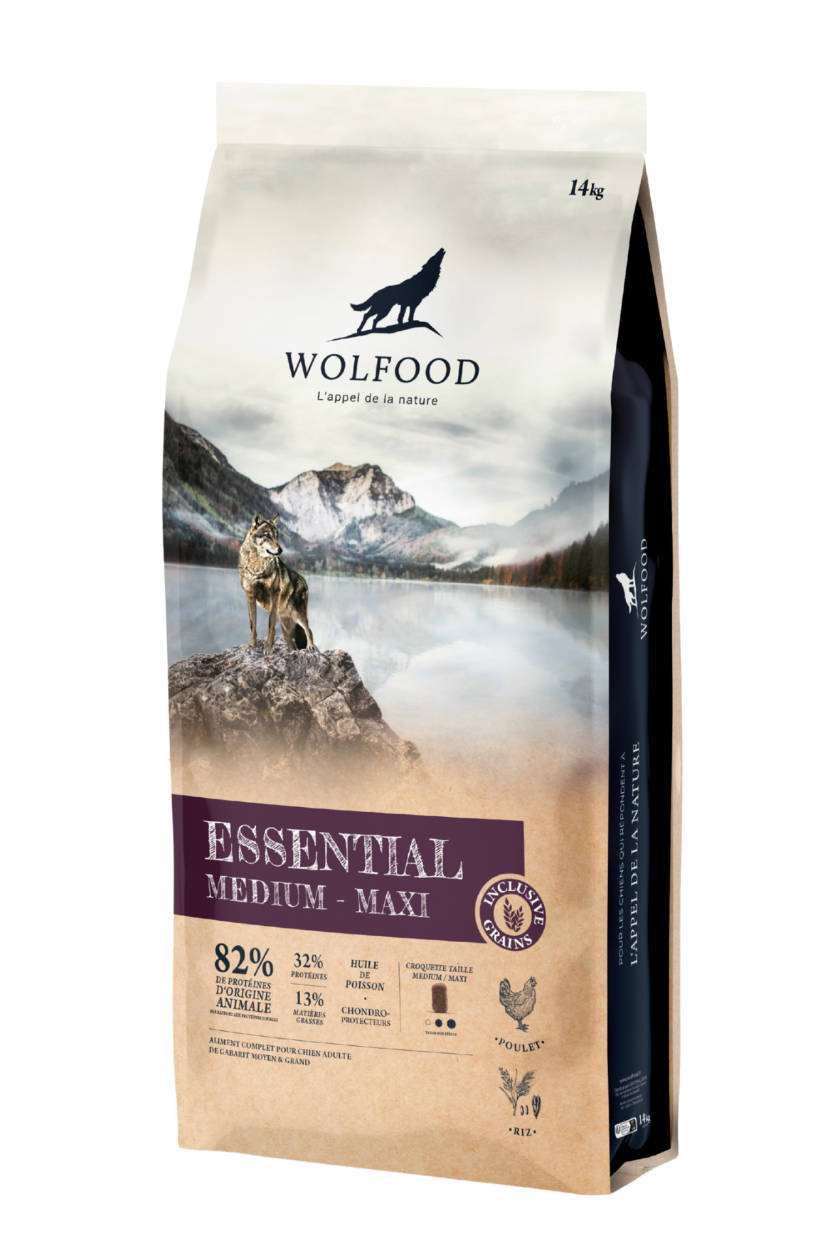 Sausas šunų ėdalas WOLFOOD Essential Medium Maxi, 14 kg