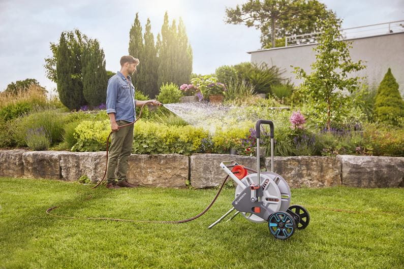 Laistymo žarnos ir vėžimėlio rinkinys GARDENA "AQUAROLL M EASY METAL", 25m "Flex" 13mm (1/2") žarna - 4