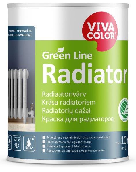 Radiatorių dažai VIVACOLOR GREEN LINE RADIATOR, pusiau matiniai, baltos sp., A bazė, 900 ml-0