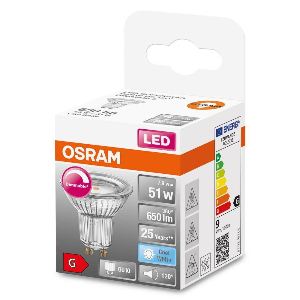 LED lemputė OSRAM, GU10, PAR16 80, reflektorinė, 7,9W, 4000K, 120°, 650 lm, dimeriuojama - 2