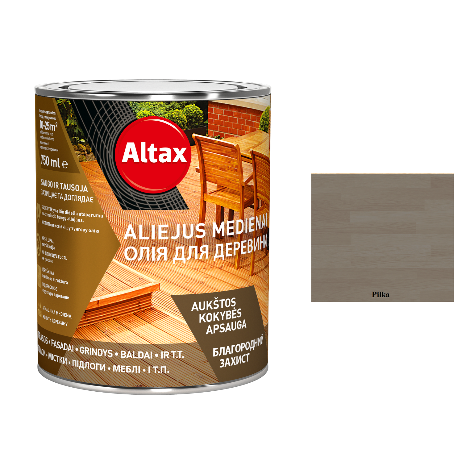 Aliejus medienai ALTAX, pilkos sp., 0,75 l