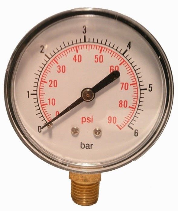 Manometras MR, 1/4", 63 mm, 6 Bar, vertikalus-0