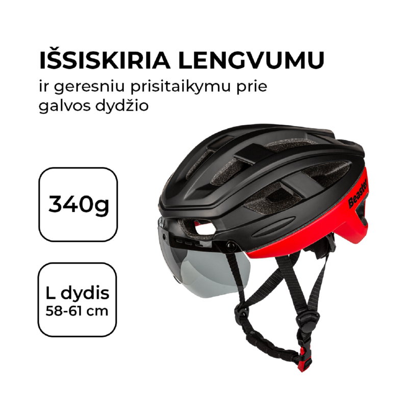 Šalmas Beaster BS824BL, L dydis - 7