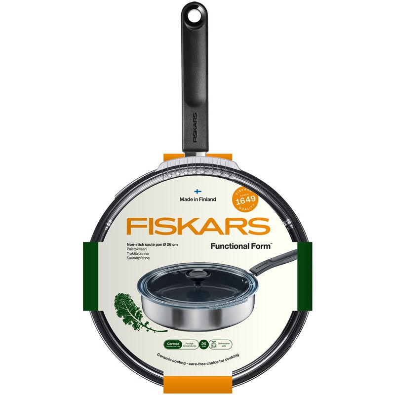 Keraminė keptuvė FISKARS FF, su dangčiu, nepridegančia danga, 26 cm, 1 vnt-0