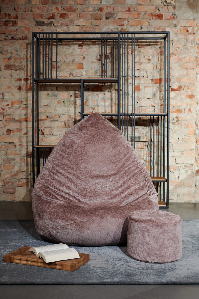 Sėdmaišis su pufu Mega Tender Way, 90x120 cm, rožinis-1