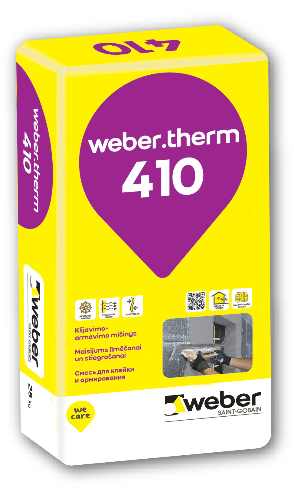 Klijavimo ir armavimo mišinys polistireno ir vatos plokštėms WEBER THERM 410, 25 kg-0
