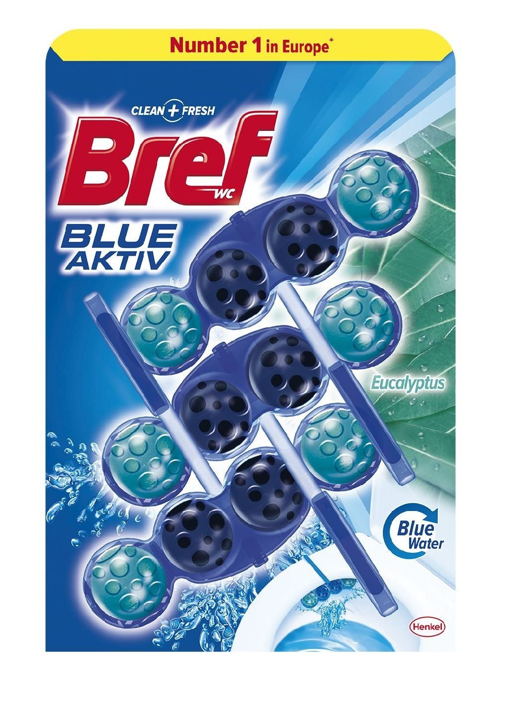 WC valiklis - gaiviklis BREF Blue Active Eucalyptus, 3 x 50 g