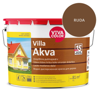 Medinių fasadų dažai VIVACOLOR VILLA AKVA, rudos 540X sp., 9 l-0