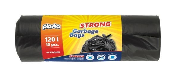 Šiukšlių maišai, juodos sp., 35 mikr., 120 l, 10 vnt. - 2