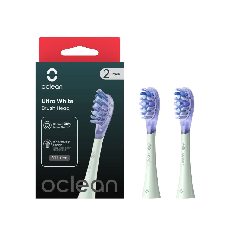Pakaitinės galvutės OCLEAN Ultra White 2 vnt., kietos, žalios spalvos - 3
