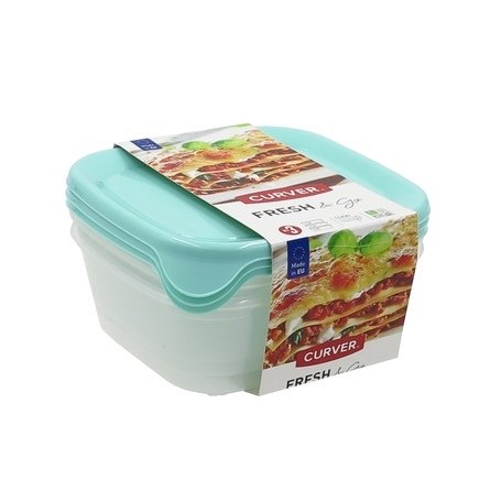 Maisto laikymo dėžučių rinkinys CURVER FRESH&GO, h11 x 15,5 x 15,5 cm, 800 ml, 3 vnt.