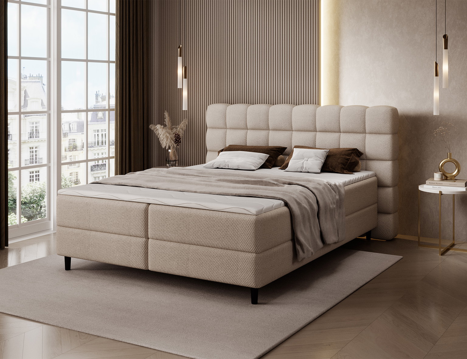 Lova su čiužiniu Camma 160x200, balta-1