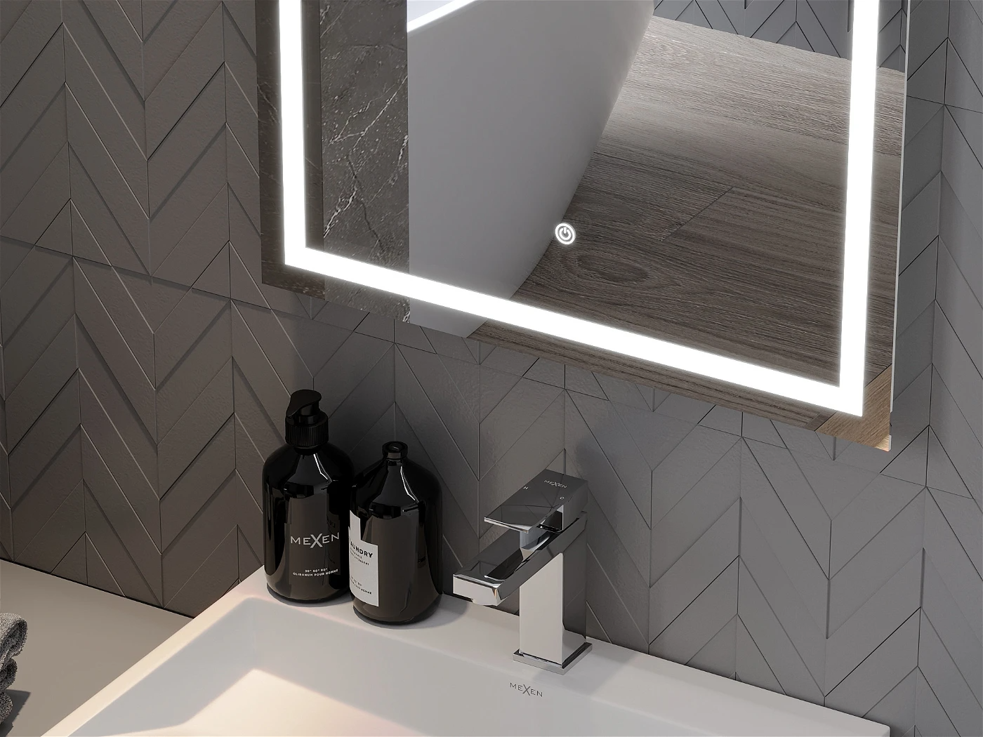 Vonios veidrodis Mexen Miko su LED apšvietimu ir šildymo kilimėliu, 100 x 80 cm - 5
