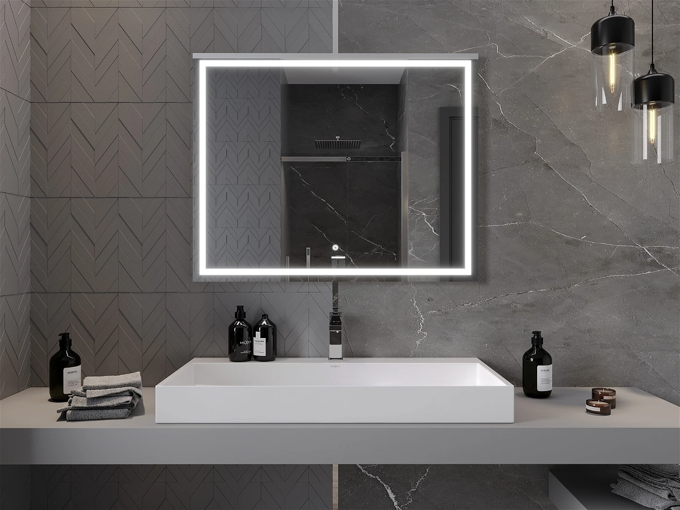 Vonios veidrodis Mexen Miko su LED apšvietimu ir šildymo kilimėliu, 100 x 80 cm - 4