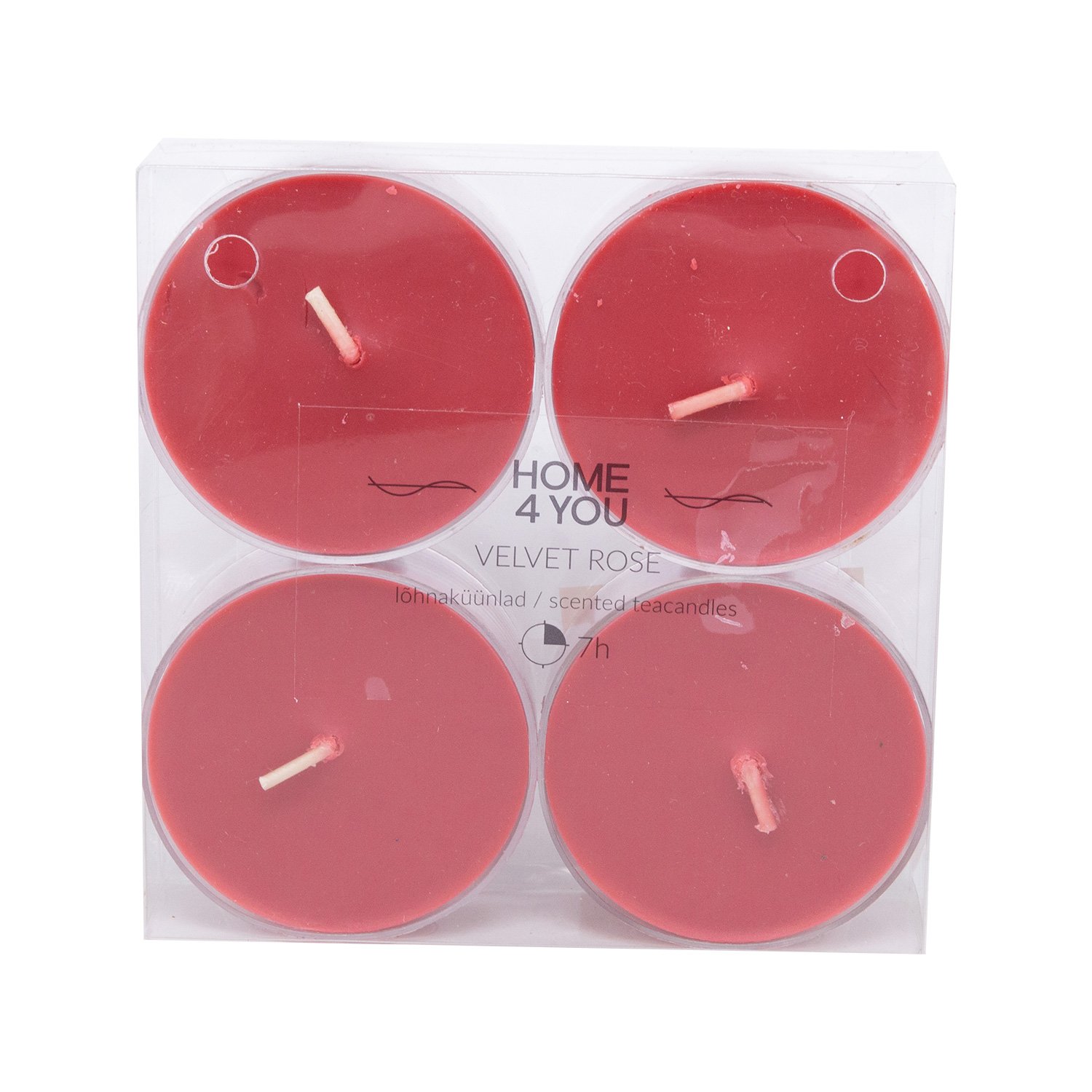 Kvepiančios skridininės žvakės MAXI VELVET ROSE, skermuo  5,5 cm, raudonos (rožių kvapo) , 4 vnt. rinkinyje - 1