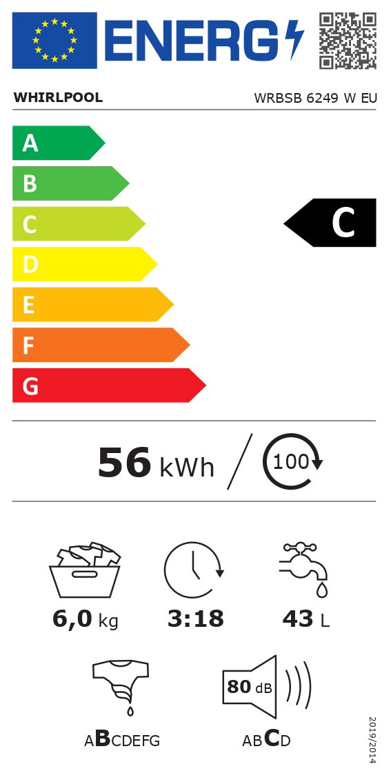 Skalbimo mašina Whirlpool WRBSB 6249 W EU, 6 kg, balta - 9
