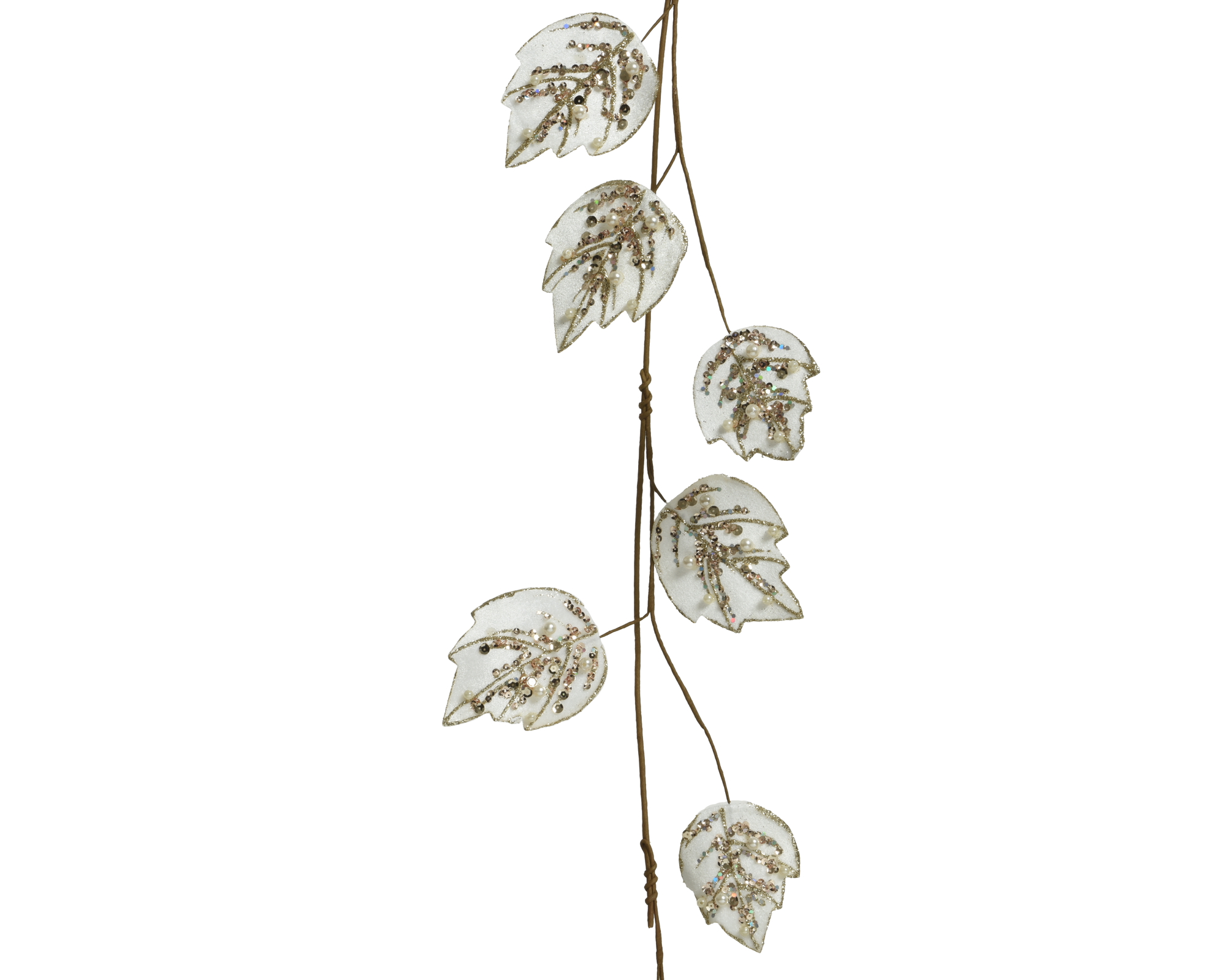 Girlianda LEAVES VELVET, kreminės sp., 8 x 8 x 100 cm-0