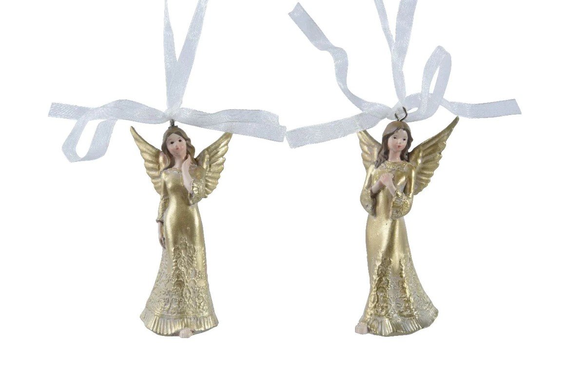 Kalėdinis eglės žaisliukas DECORIS Xmas On The Stage Angel, 2 rūšys, 4,5 x 3 x 9 cm, 1 vnt