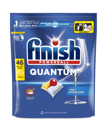 Indaplovių kapsulės FINISH QUANTUM ALL IN 1 LEMON, 46 vnt