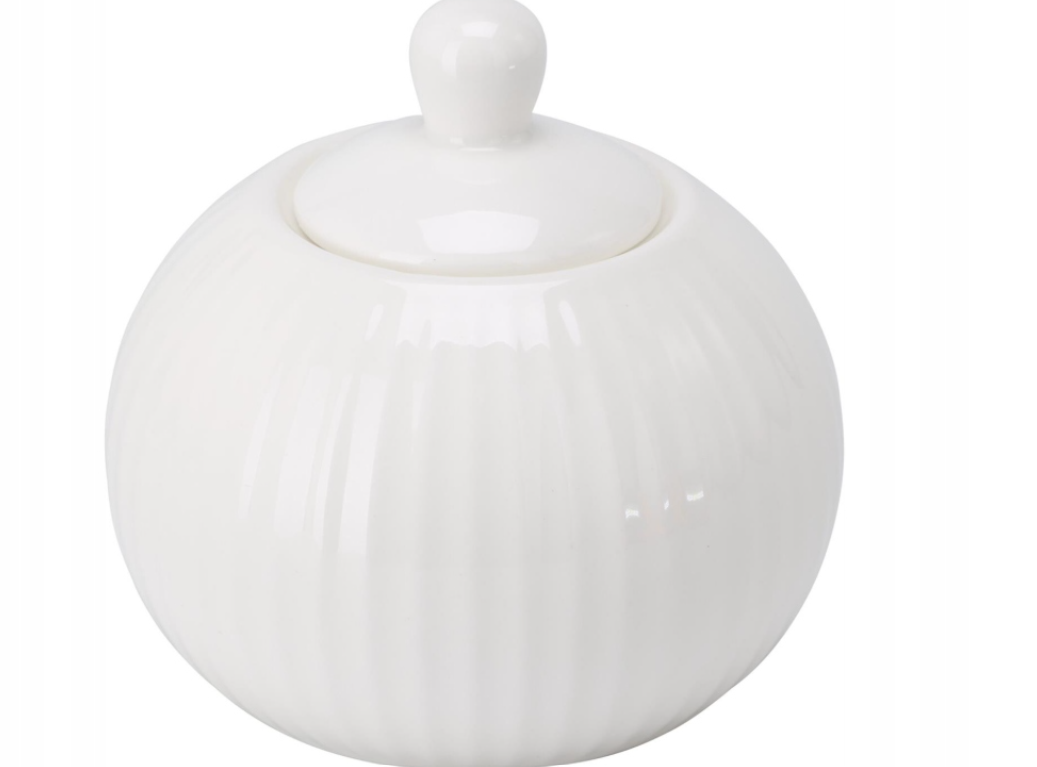 Porcelianinė cukrinė BONE RIBBED, baltos sp., 310 ml-0