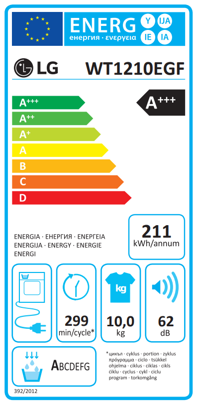 Skalbyklė-Džiovyklė LG WT1210EGF - 2