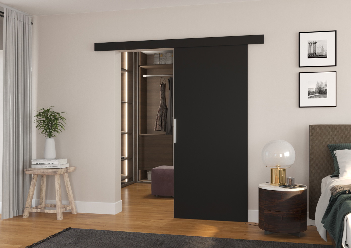 Stumdomos durys DAAN 86, 86 x 205 cm, juoda-0
