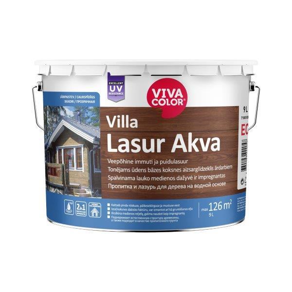 Greitai džiūstanti medienos dažyvė VIVACOLOR VILLA LASUR AKVA, EP bazė, 9 l-0