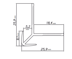 Sienų plokštės išorinio kampo profilis MODEE A1, sidabro sp., 2800 x 25,9 x 25,9 mm-1