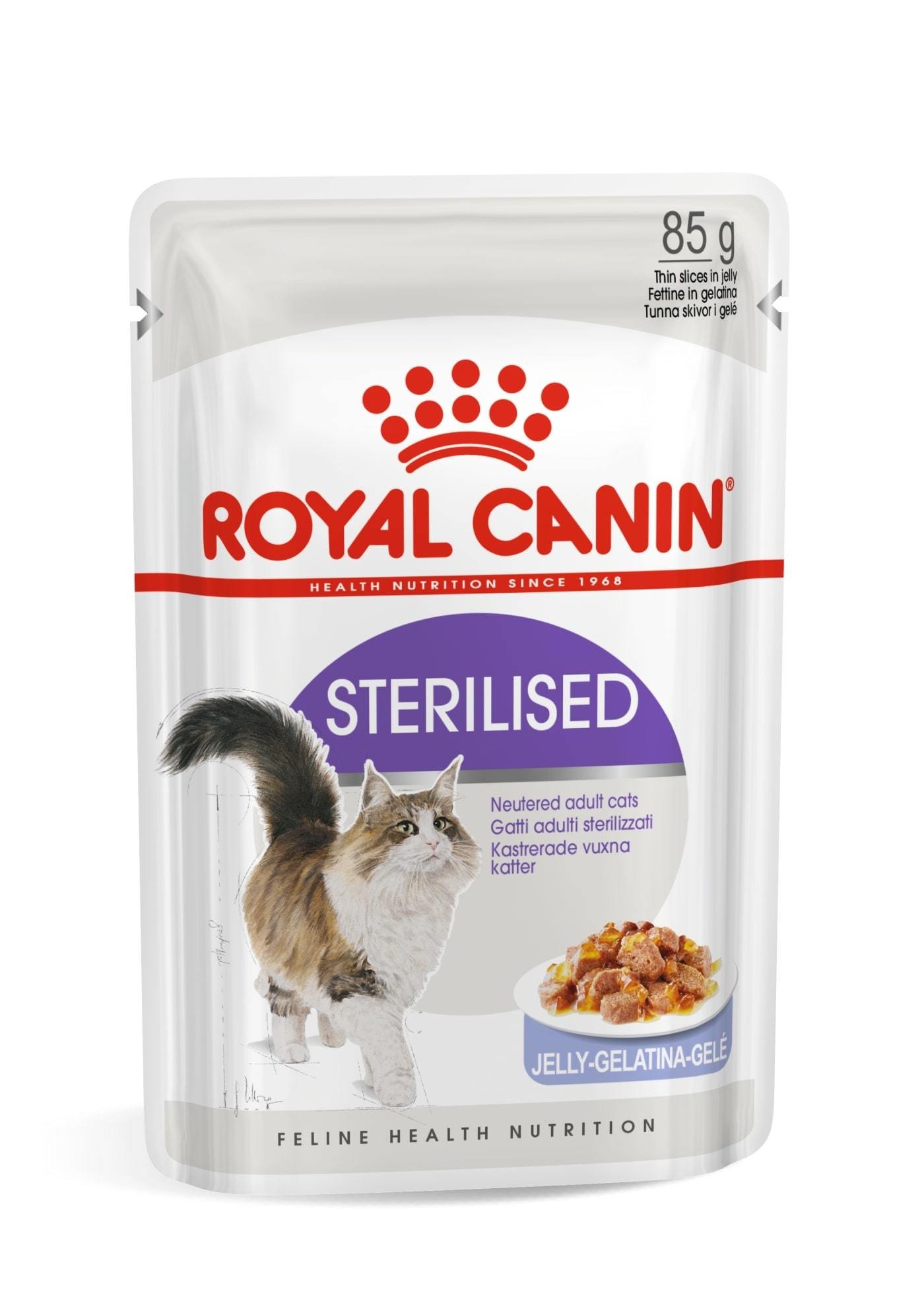 Šlapias sterilizuotų kačių ėdalas ROYAL CANIN STERILISED IN JELLY, 85 g x 12 vnt.