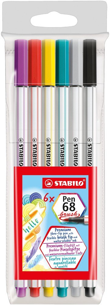 Teptukiniai flomasteriai PEN 68, 6 spalvų