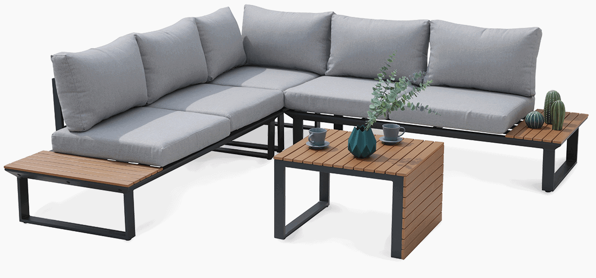 Lauko baldų komplektas Pasadena, Dark Grey-0