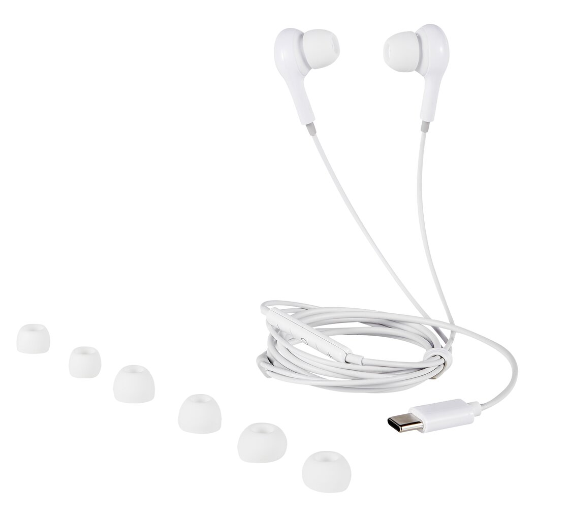 Ausinės STREETZ C220-WHT, USB-C, baltos sp.-0