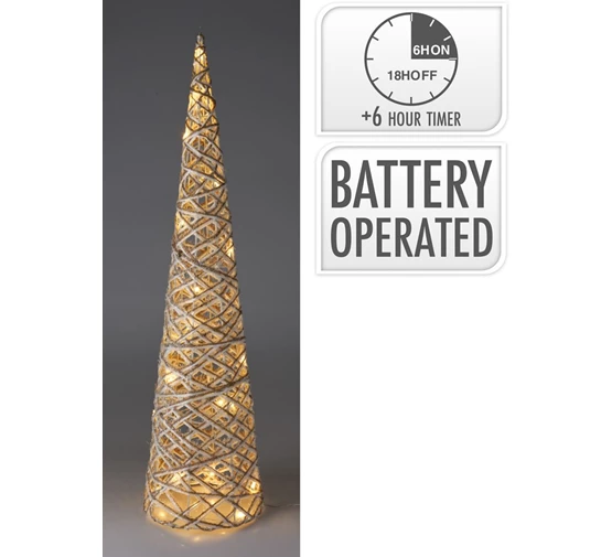 Elektrinė LED dekoracija EGLUTĖ, 20 LED šiltai baltos sp 6/18val. laikmatis 2xAA, ø20x80cm-0