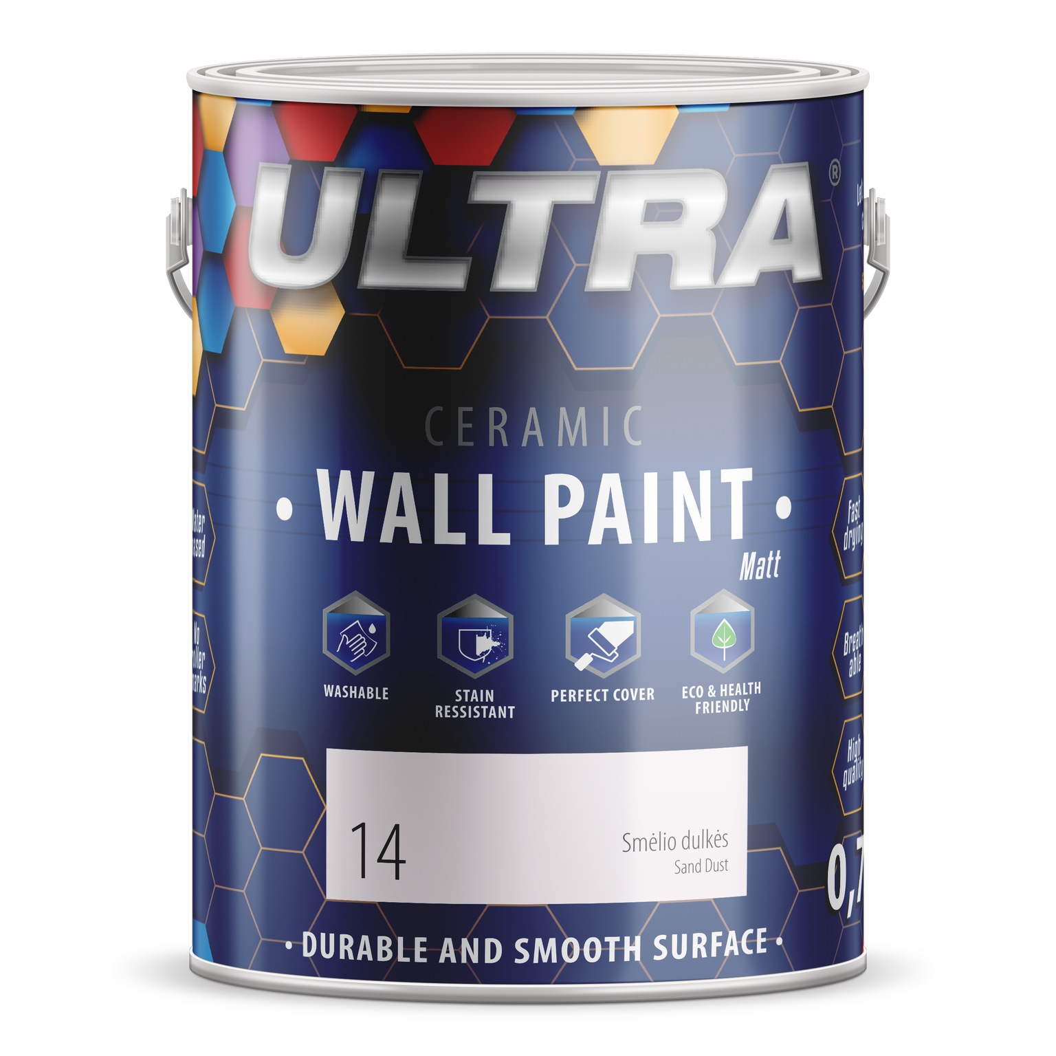 Interjero dažai ULTRA ceramic, smėlio dulkės (14), 2,5 l-0