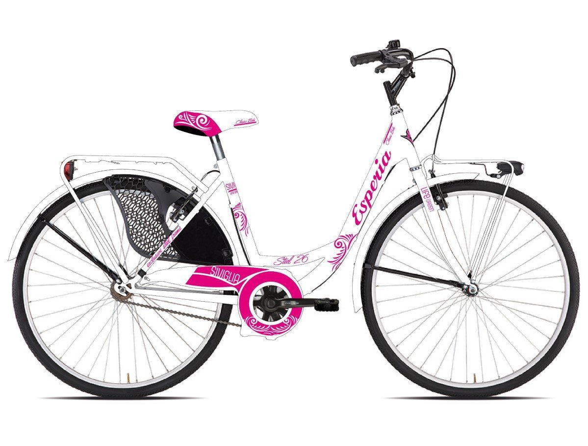 Miesto dviratis ESPERIA Olanda 26 dydis, baltos/rožinės sp.
