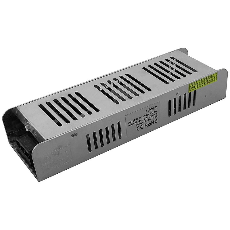 Maitinimo šaltinis LED juostoms AVIDE SLIM, IP20, 12V, 250W, aliuminis-0
