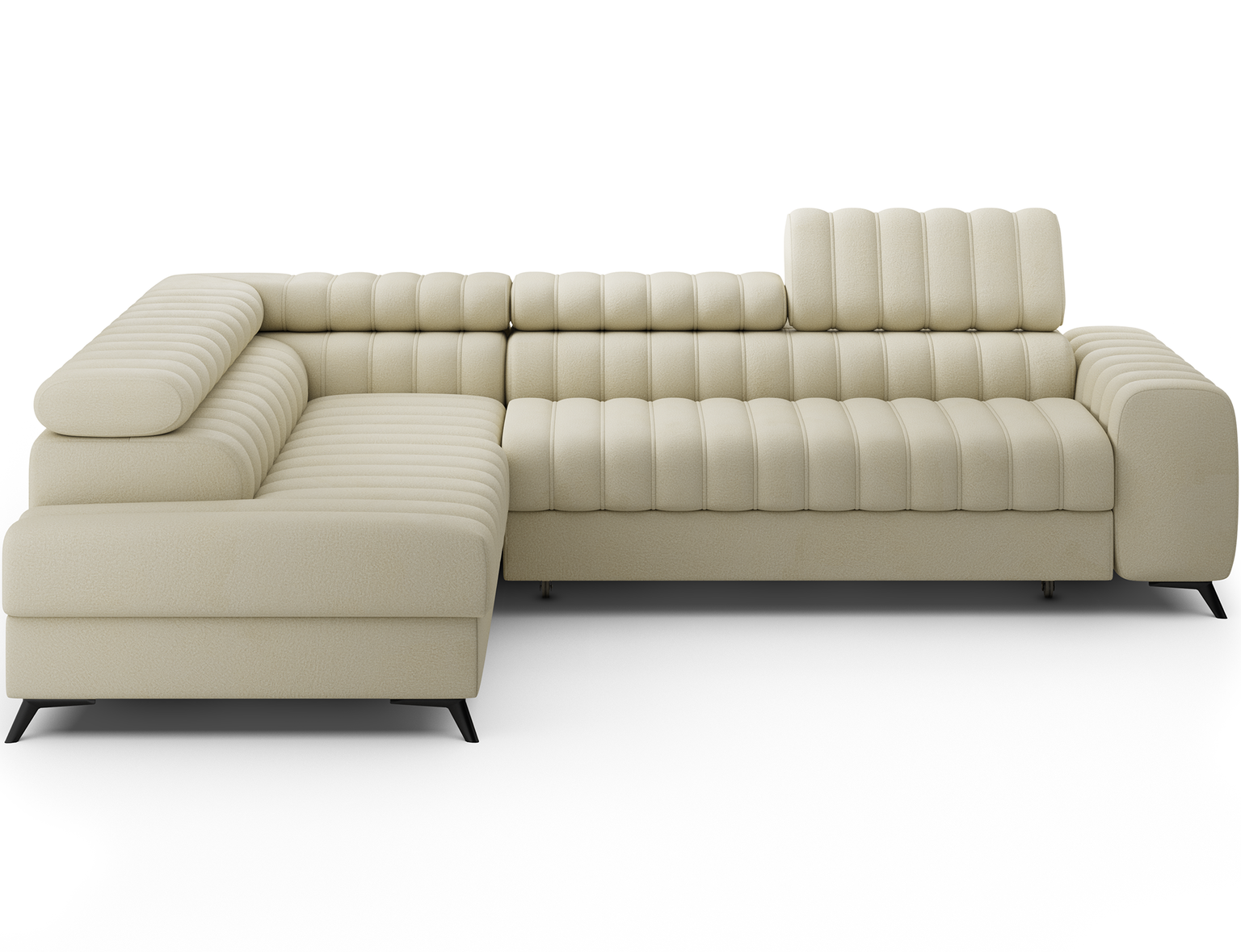 Kampinė sofa - lova Kanedo Monolith 14, smėlio sp., kairinė, 204 x 269 cm x 86 cm-0