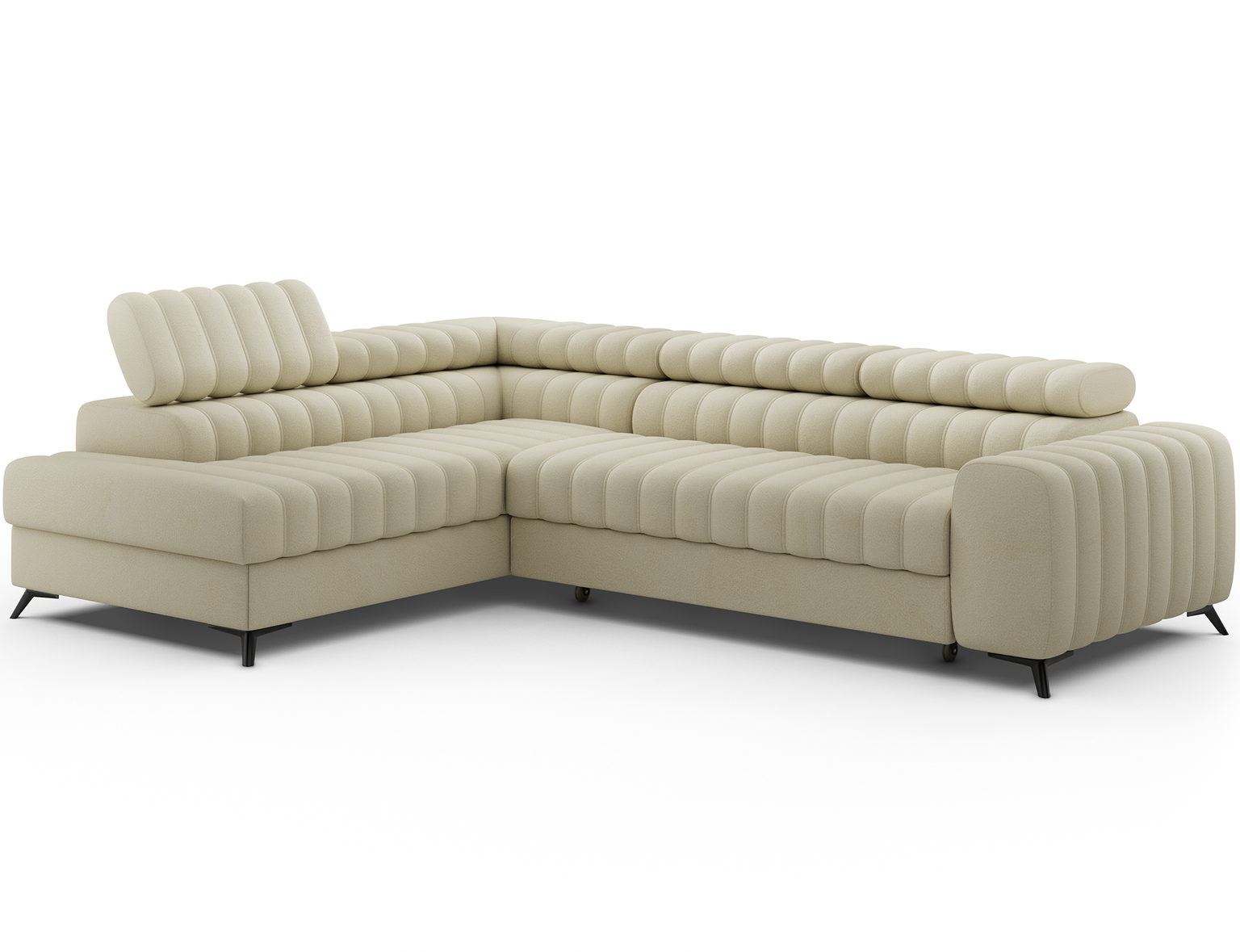 Kampinė sofa - lova Kanedo Monolith 14, smėlio sp., kairinė, 204 x 269 cm x 86 cm - 3