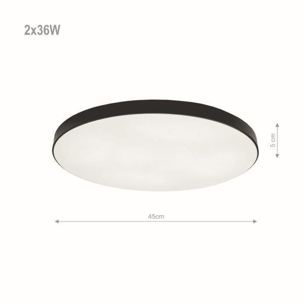 Išmanusis lubinis LED šviestuvas TOPE BOSTON 2x36W CCT 3000-6500K 5681lm juodØ45cm su pultu telefonu - 5