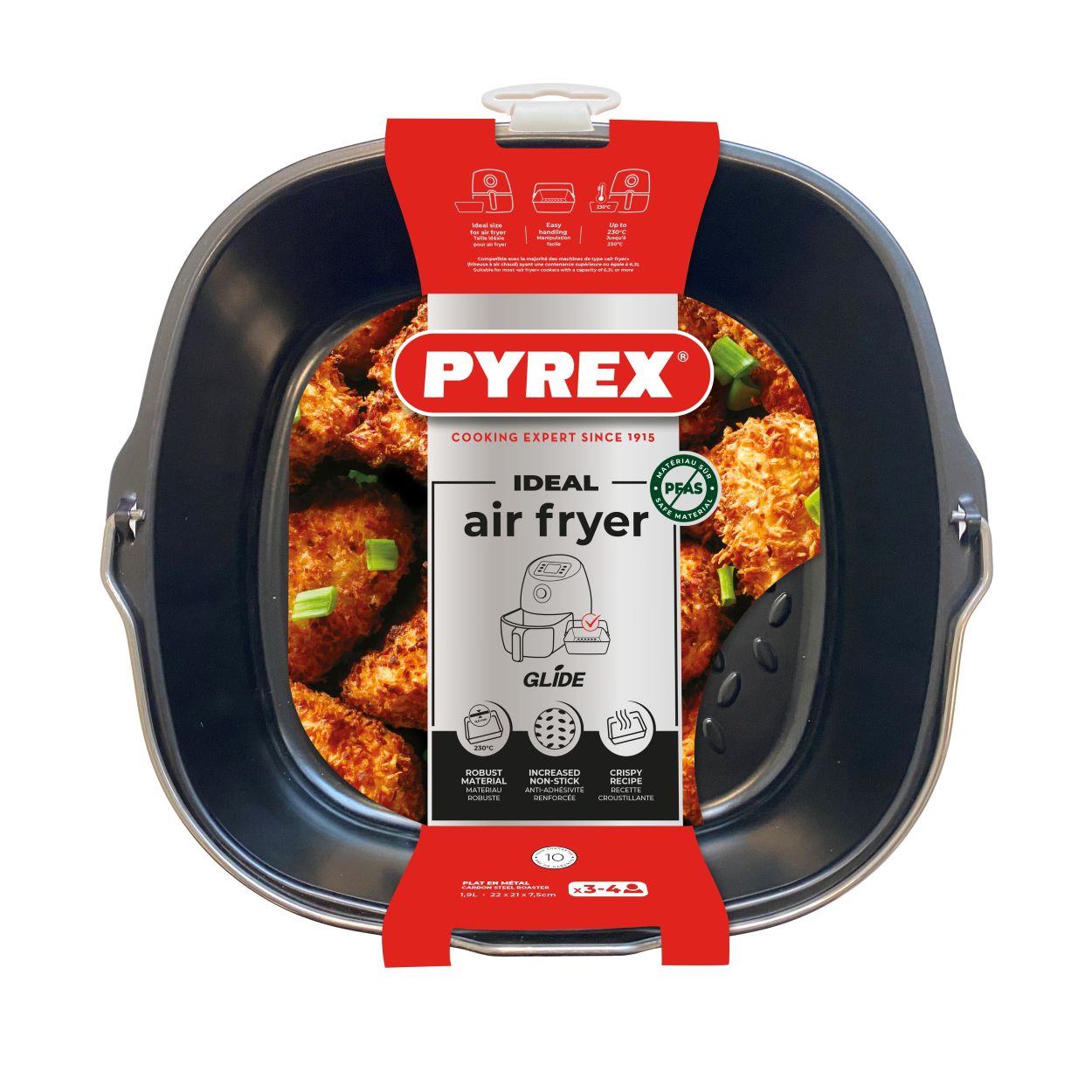 Metalinis stačiakampis indas gruzdintuvei PYREX AIR FRYER, 22 x 21 cm-1