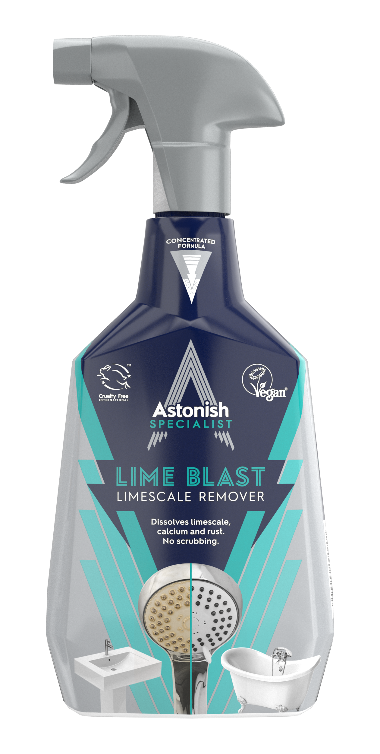 Virtuvės ir vonios kambarios kalkių valiklis ASTONISH, 750 ml-0